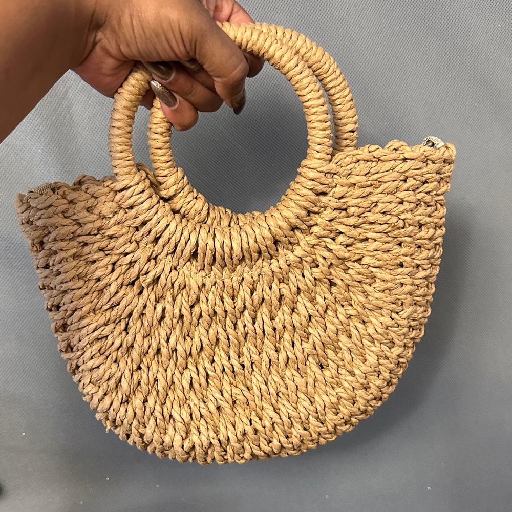 Stylish Tan Woven Tote Bag
